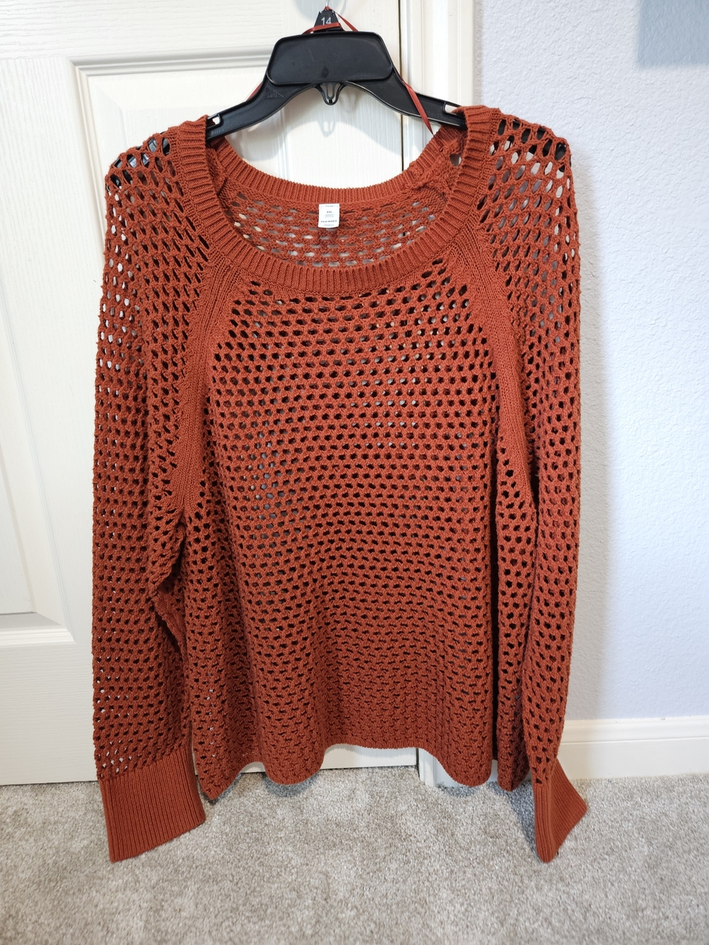 Old Navy Rust Orange Open-Knit Sweater